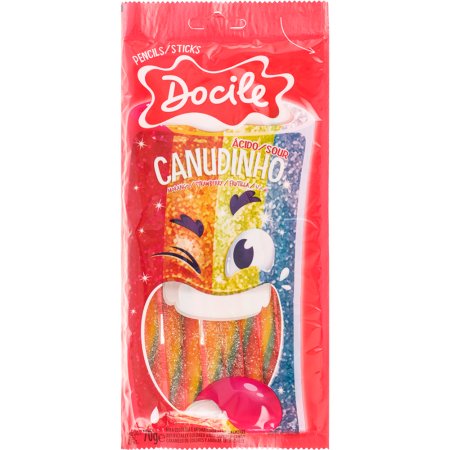 Мармелад «Docile» sour canudinho, цветной, клубника, 70 г