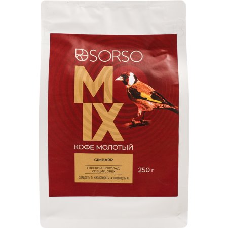 Кофе молотый «Sorso» 100% арабика, Espresso Blend Gimbar, 250 г