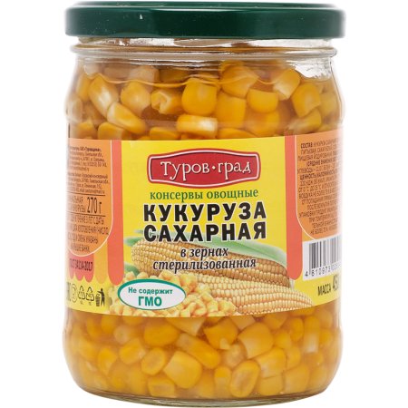 Кукуруза «Туров-град» сахарная, стерилизованная, 450 г