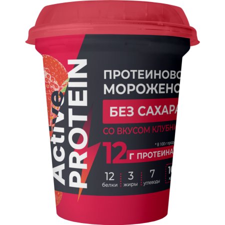Мороженое протеиновое «Active Protien» без сахара, клубника, 3%, 90 г