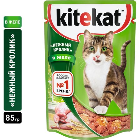 Корм для кошек «Kitekat» с кроликом в желе, 85 г