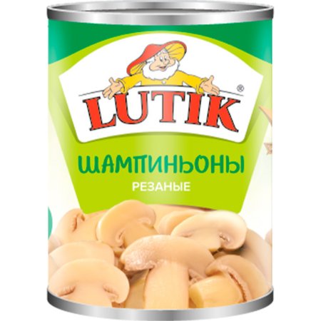 Грибы консервированные «Lutik» шампиньоны, резанные, 425 мл