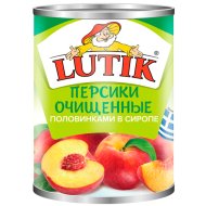 Персики «Lutik» половинками, очищенные, в сиропе, 425 мл
