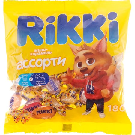 Карамель «Rikki» мини ассорти, 180 г