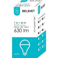 Лампа светодиодная «Belsvet» LED-M, A60, 7W, 4000K, E27