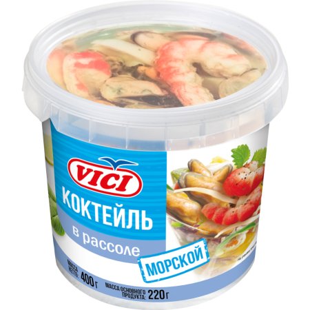 Коктейль из морепродуктов «VICI» с креветками, 400 г.