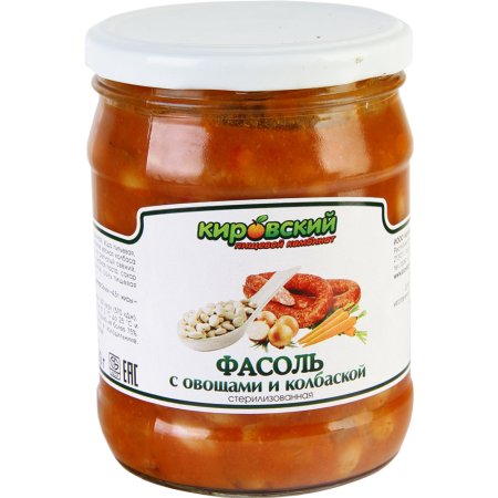 Фасоль с овощами и колбаской, 450 г.