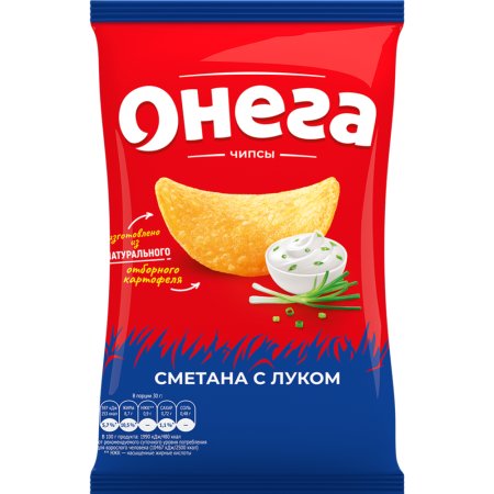 Чипсы из сырого картофеля «Онега» сметана и лук, 75 г.