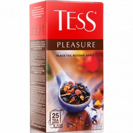 Чай чёрный «Tess» Pleasure шиповник и яблоко, 25 пакетиков.
