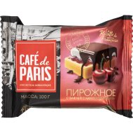 Пирожное «Cafe de Paris» с творогом и вафлей, вишня, 23%, 100 г