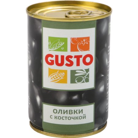 Оливки черные с косточкой «Gusto» 280 г.