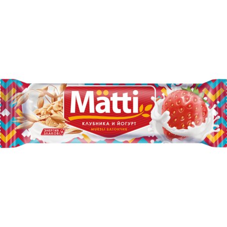 Батончик-мюсли «Matti» клубника и йогурт, 24 г