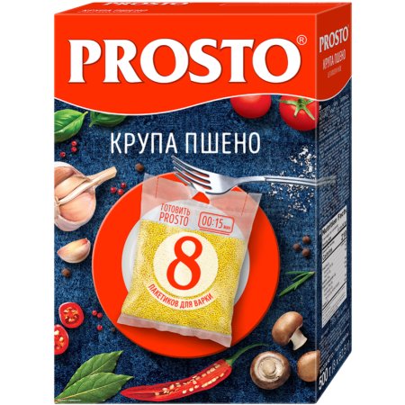 Пшено «Prosto» шлифованное, очищенное, 8х62.5 г.