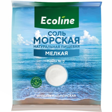 Соль морская «Ecoline» натуральная пищевая, помол №0, 1 кг