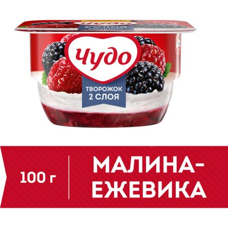 Десерт творожный «Творожок» малина-ежевика, 4.2%, 100 г.