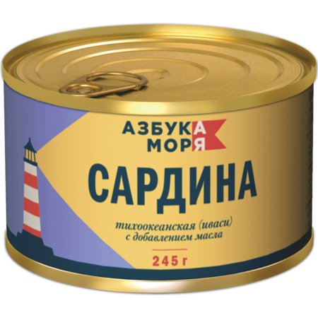 Сардина «Азбука моря» иваси, натуральная, с добавлением масла, 245 г