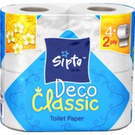 Бумага туалетная «Sipto Deco Class» 2-х слойная, 4 рулона.