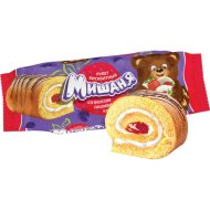 Рулет бисквитный «Мишаня» со вкусом пломбира и клубники, 160 г