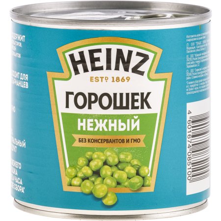 Горошек зеленый консервированный «Heinz» из мозговых сортов, 400 г