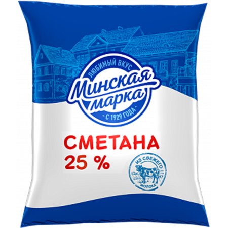 Сметана«МИНСКАЯ МАРКА»(25%,п/эт.пл)400г