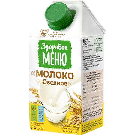 Молоко овсяное «Здоровое меню» 1%, 500 мл