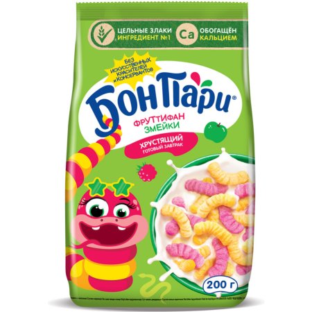 Завтрак готовый «Бон Пари» фруттифан, змейки, 200 г