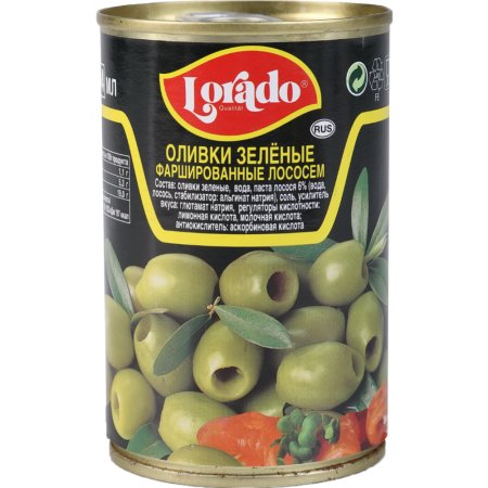 Оливки зеленые «Lorado» фаршированные лососем, 300 г.