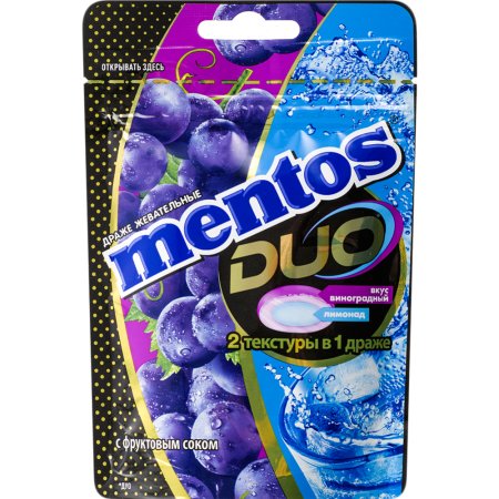 Драже жевательные «Mentos Duo» со вкусом виноградного лимонада, 45 г