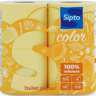 Бумага туалетная «Sipto Standart Color» жёлтая, 2 слойная, 4 рулона.