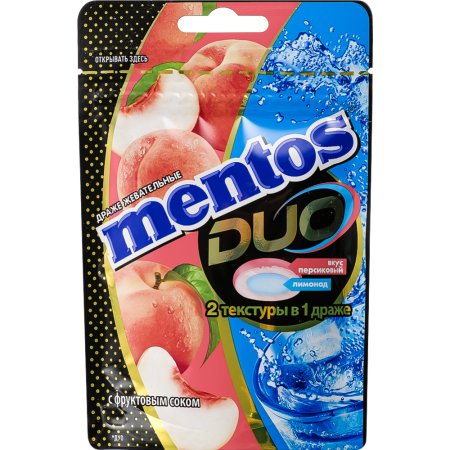 Драже жевательные «Mentos Duo» со вкусом персикового лимонада, 45 г