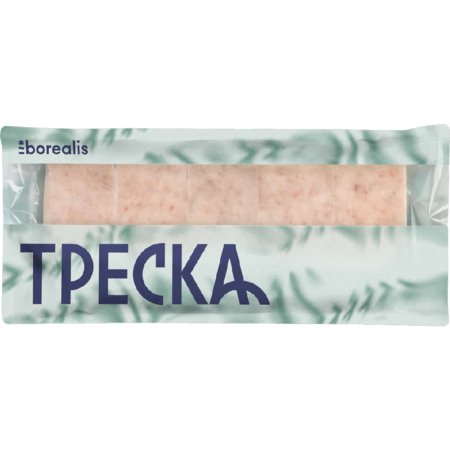 Мороженая пищевая рыбная продукция. Треска атлантическая фарш мороженый 750 г ТМ borealis