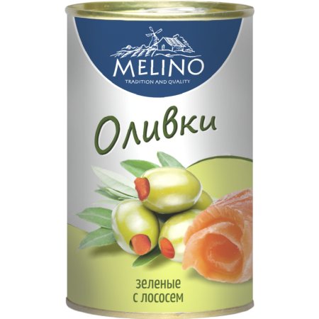 Оливки зелёные «Melino» консервированные, c лососем, 280 г