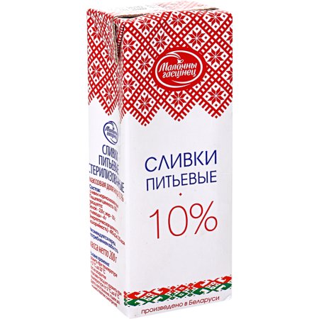 Сливки «Малочны гасцiнец» стерилизованные 10%, 200 г.