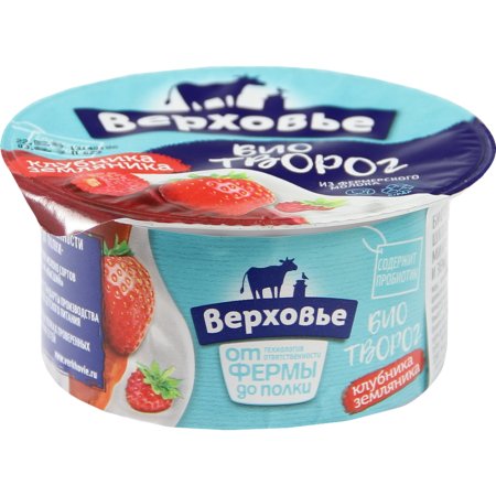 Биотворог «Верховье» клубника и земляника, 4.2 %, 140 г.