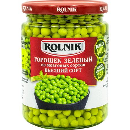 Горошек зеленый «Rolnik» из мозговых сортов, высший сорт, 450 г