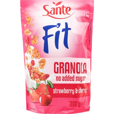 Хлопья «Sante Granola Fit» с клубникой и малиной, 300 г.