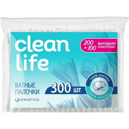 Ватные палочки «Clean life», 300 шт