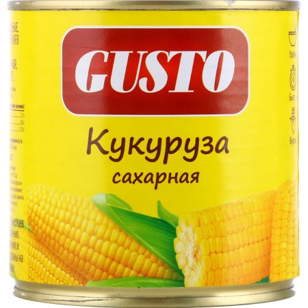 Кукуруза сахарная «Gusto» в зернах, стерилизованная, 400 г.