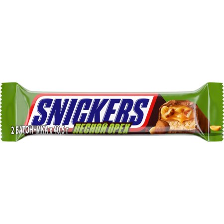 Шоколадный батончик «Snickers» с лесным орехом, 2х40.5 г