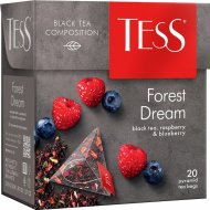 Чай чёрный «Tess» с малиной и ароматом черники, 20 пакетиков.