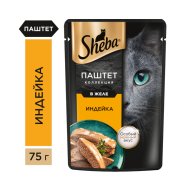 Корм для кошек «Sheba» для взрослых кошек, нежный паштет в желе, индейка, 75 г