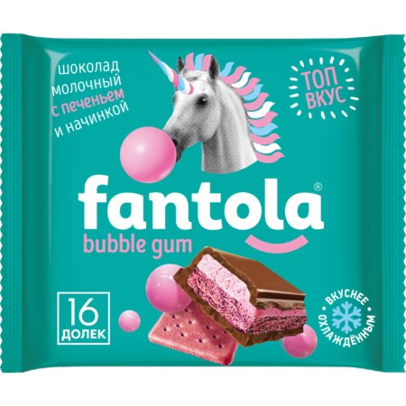 Шоколад молочный «Fantola» cо вкусом bubble gum и печеньем, 60 г