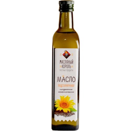 Масло подсолнечное «Масляный король» сыродавленное ст/б, 500 мл