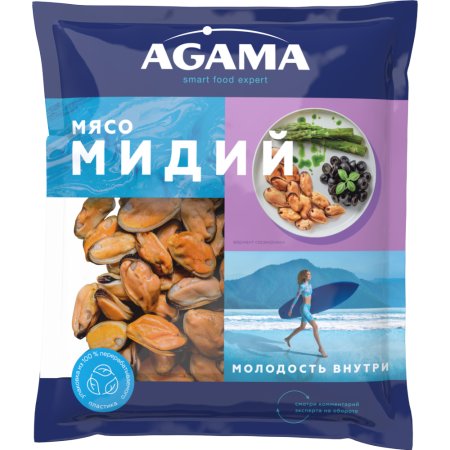 Мясо мидий «Agama» варено-мороженое, 300 г