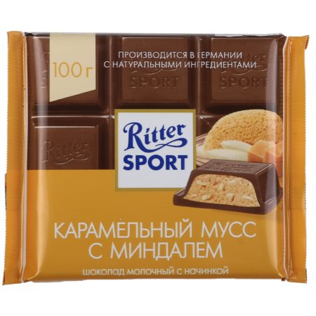 Шоколад молочный «Ritter Sport» карамельный мусс с миндалем, 100 г